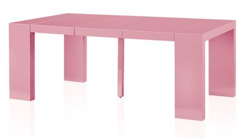 Table console extensible Laquée rose carbone 50 à 200 cm - 10 personnes - Photo n°2; ?>