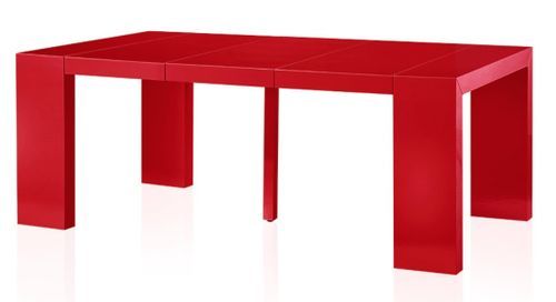 Table console extensible Laquée rouge carbone 50 à 200 cm - 10 personnes - Photo n°2; ?>