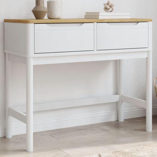 Table console FLORO blanc 89,5x36,5x73 cm bois de pin massif - Photo n°2; ?>