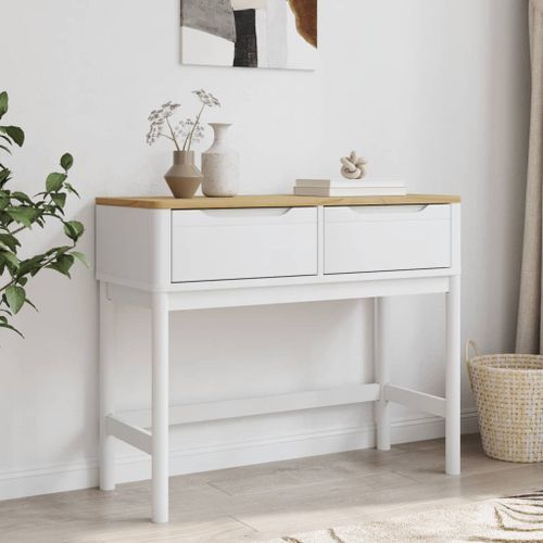 Table console FLORO blanc 89,5x36,5x73 cm bois de pin massif - Photo n°3; ?>