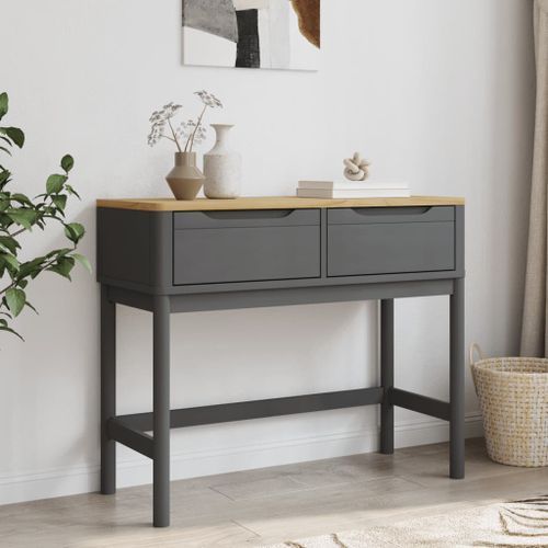 Table console FLORO gris 89,5x36,5x73 cm bois de pin massif - Photo n°3; ?>