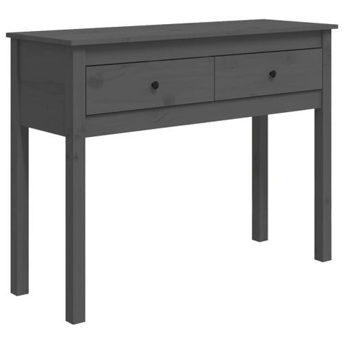 Table console Gris 100x35x75 cm Bois massif de pin - Photo n°2; ?>