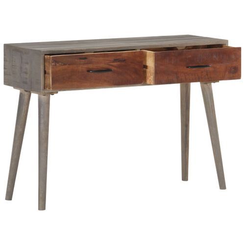 Table console Gris 110x35x75 cm Bois de manguier massif brut - Photo n°2; ?>