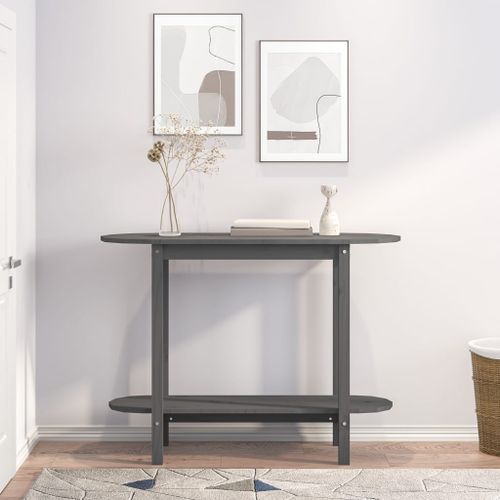 Table console Gris 110x40x80 cm Bois massif de pin - Photo n°3; ?>