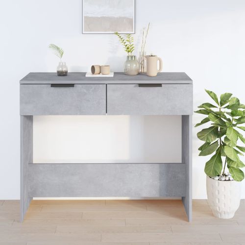 Table console Gris béton 90x36x75 cm Bois d'ingénierie - Photo n°3; ?>