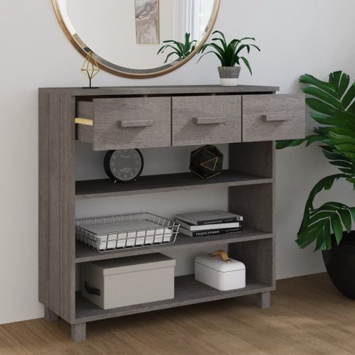 Table console HAMAR Gris clair 90x35x90 cm Bois massif de pin - Photo n°3; ?>