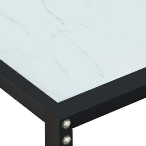 Table console Marbre blanc 160x35x75,5 cm Verre trempé - Photo n°3; ?>