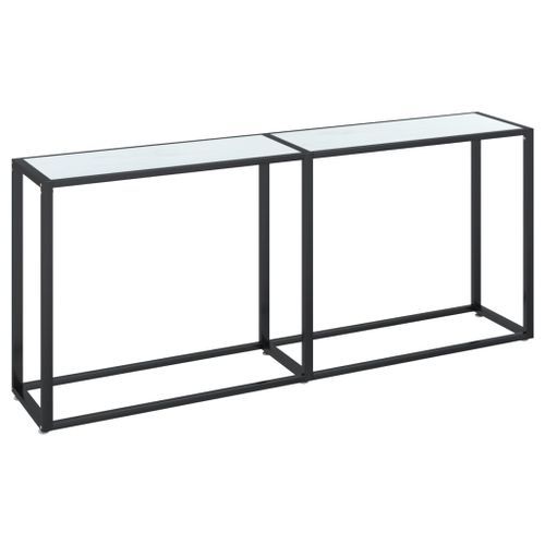 Table console Marbre blanc 180x35x75,5 cm Verre trempé - Photo n°2; ?>