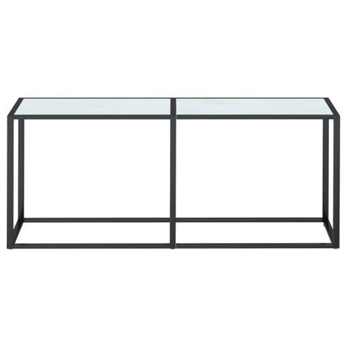 Table console Marbre blanc 180x35x75,5 cm Verre trempé - Photo n°3; ?>