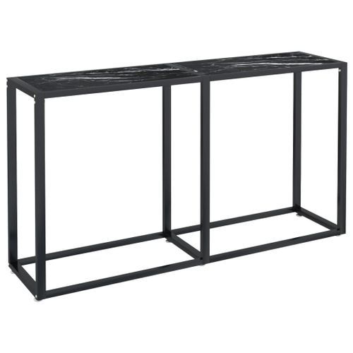 Table console Marbre noir 140x35x75,5 cm Verre trempé - Photo n°2; ?>