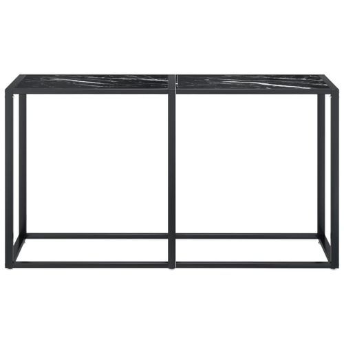 Table console Marbre noir 140x35x75,5 cm Verre trempé - Photo n°3; ?>