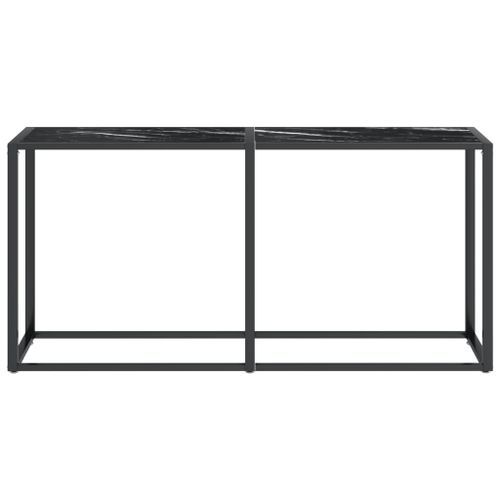 Table console Marbre noir 160x35x75,5 cm Verre trempé - Photo n°3; ?>