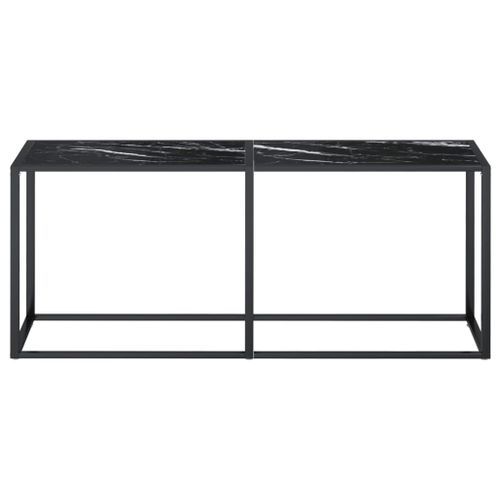 Table console Marbre noir 180x35x75,5 cm Verre trempé - Photo n°3; ?>