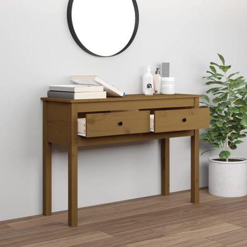 Table console Marron miel 100x35x75 cm Bois massif de pin - Photo n°3; ?>