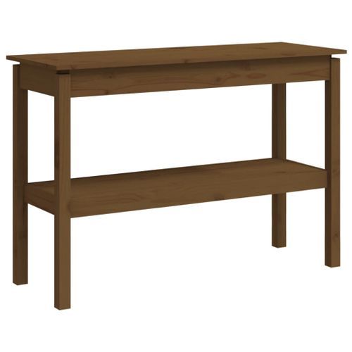 Table console Marron miel 110x40x75 cm Bois de pin solide - Photo n°2; ?>