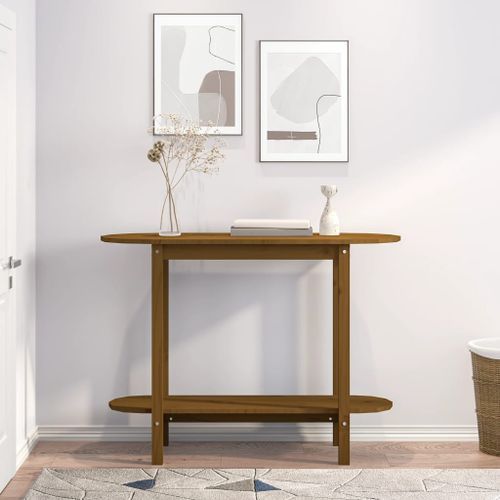 Table console Marron miel 110x40x80 cm Bois massif de pin - Photo n°3; ?>