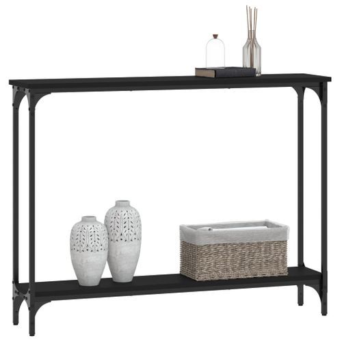 Table console noir 100x22,5x75 cm bois d'ingénierie - Photo n°3; ?>
