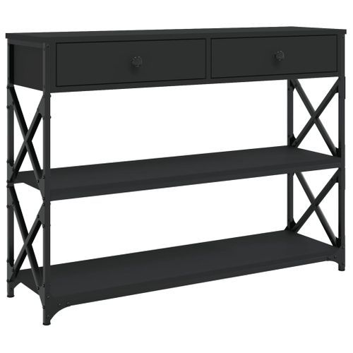 Table console noir 100x28x75 cm bois d'ingénierie - Photo n°2; ?>