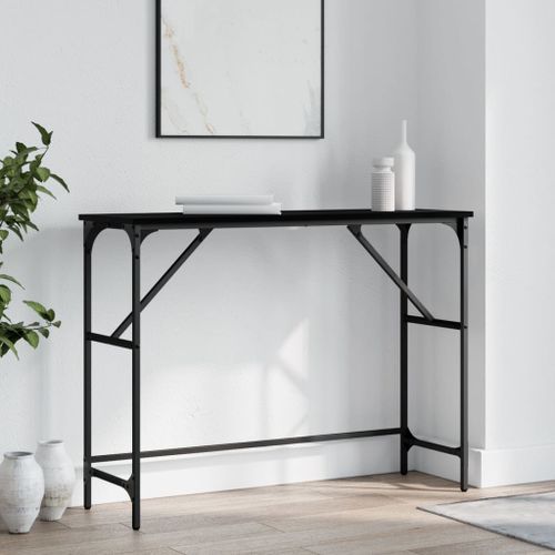 Table console noir 100x32x75 cm bois d'ingénierie - Photo n°2; ?>