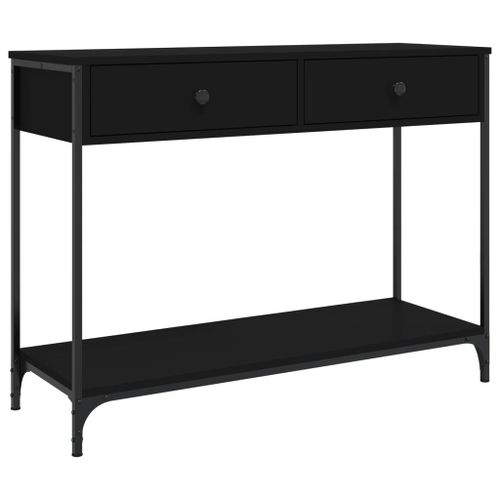 Table console noir 100x34,5x75 cm bois d'ingénierie - Photo n°2; ?>