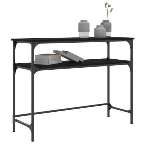 Table console noir 100x35,5x75 cm bois d'ingénierie - Photo n°3; ?>