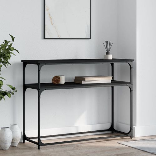 Table console noir 100x35,5x75 cm bois d'ingénierie - Photo n°2; ?>