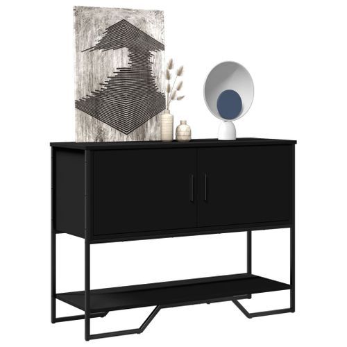 Table console noir 100x35x74,5 cm bois d'ingénierie - Photo n°3; ?>