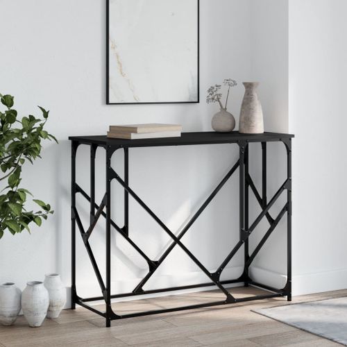 Table console noir 100x40x80 cm bois d'ingénierie - Photo n°2; ?>