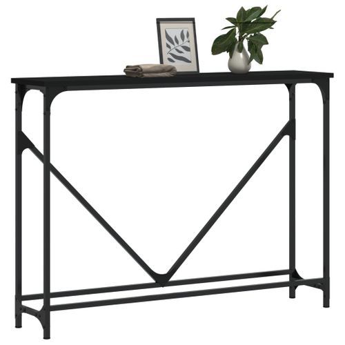 Table console noir 102x22,5x75 cm bois d'ingénierie - Photo n°3; ?>