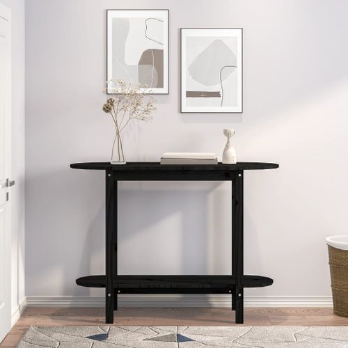 Table console Noir 110x40x80 cm Bois massif de pin - Photo n°3; ?>