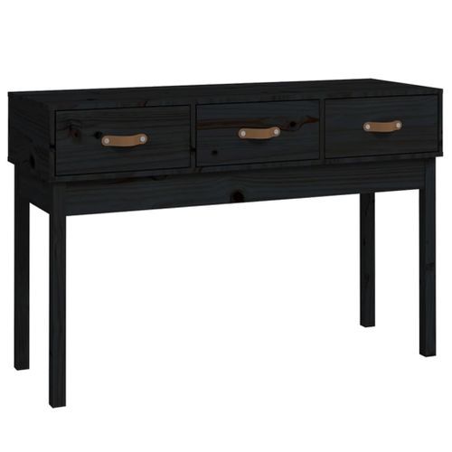 Table console Noir 114x40x75 cm Bois massif de pin - Photo n°2; ?>