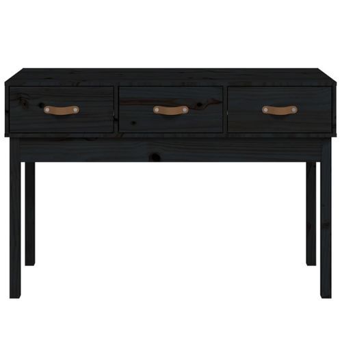 Table console Noir 114x40x75 cm Bois massif de pin - Photo n°3; ?>