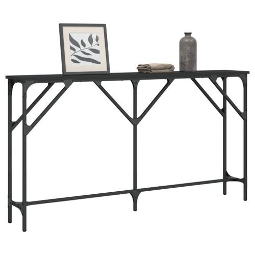Table console noir 140x23x75 cm bois d'ingénierie - Photo n°3; ?>