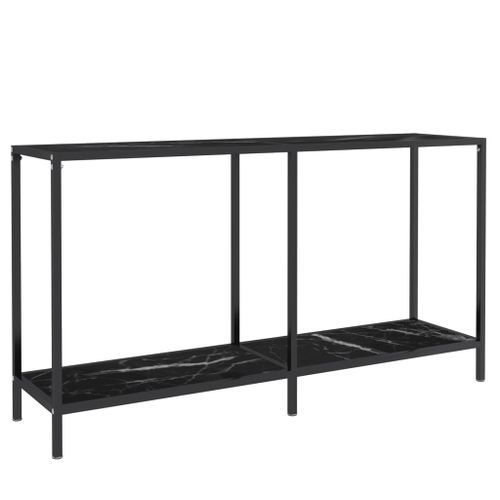 Table console Noir 140x35x75,5 cm Verre trempé - Photo n°2; ?>