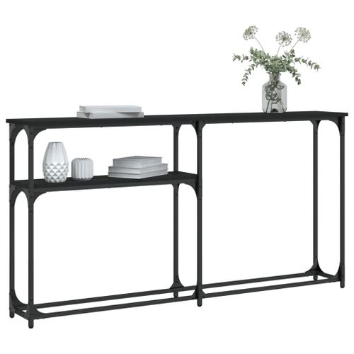 Table console noir 145x22,5x75 cm bois d'ingénierie - Photo n°3; ?>