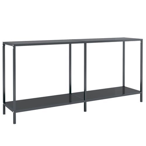 Table console Noir 160x35x75,5 cm Verre trempé - Photo n°2; ?>