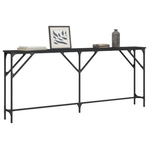 Table console noir 180x23x75 cm bois d'ingénierie - Photo n°3; ?>