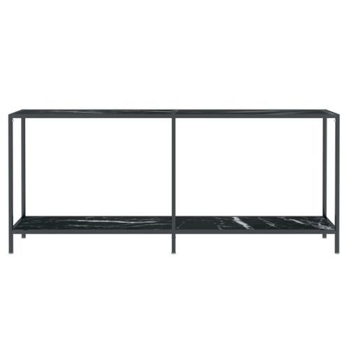 Table console Noir 180x35x75,5 cm Verre trempé et acier Mouki - Photo n°3; ?>