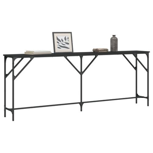 Table console noir 200x29x75 cm bois d'ingénierie - Photo n°3; ?>