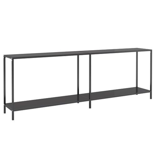 Table console Noir 220x35x75,5 cm Verre trempé - Photo n°2; ?>