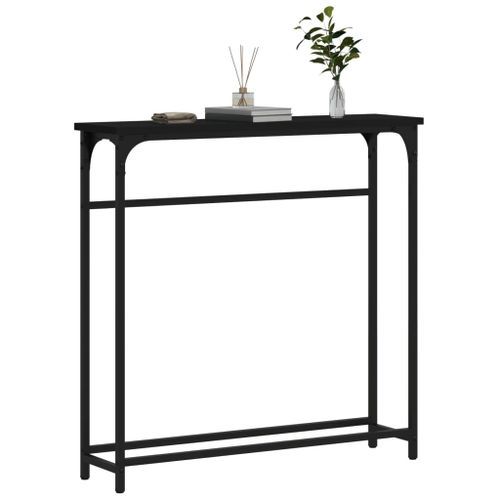 Table console noir 75x19,5x75 cm bois d'ingénierie - Photo n°3; ?>