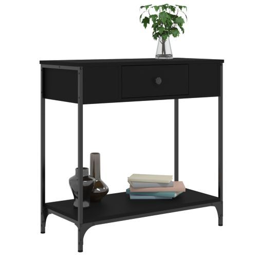 Table console noir 75x34,5x75 cm bois d'ingénierie - Photo n°3; ?>