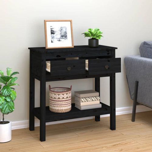 Table console Noir 75x35x75 cm Bois massif de pin - Photo n°3; ?>