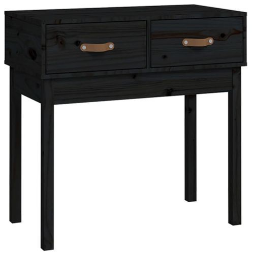 Table console Noir 76,5x40x75 cm Bois massif de pin - Photo n°2; ?>