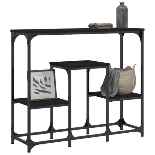 Table console noir 89,5x28x76 cm bois d'ingénierie - Photo n°3; ?>
