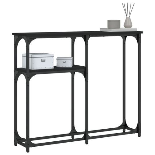 Table console noir 90x22,5x75 cm bois d'ingénierie - Photo n°3; ?>