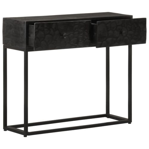 Table console noir 90x30x76 cm bois massif de manguier et fer - Photo n°2; ?>