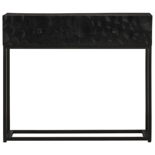 Table console noir 90x30x76 cm bois massif de manguier et fer - Photo n°3; ?>