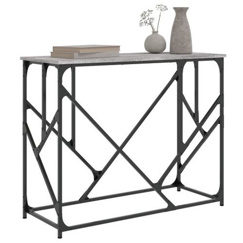 Table console sonoma gris 100x40x80 cm bois d'ingénierie - Photo n°3; ?>