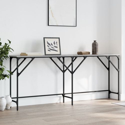 Table console sonoma gris 180x29x75 cm bois d'ingénierie - Photo n°3; ?>